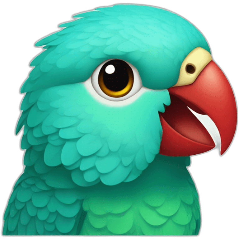 Turquoise Parakeet head red beak emoji