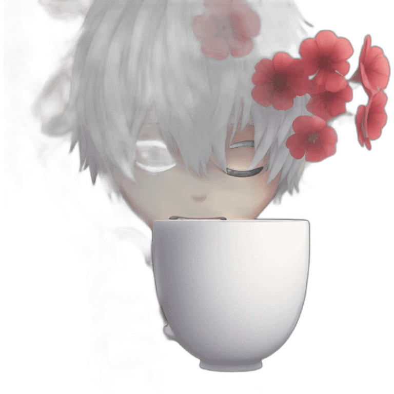 kaneki hold on his hand flower and cup emoji