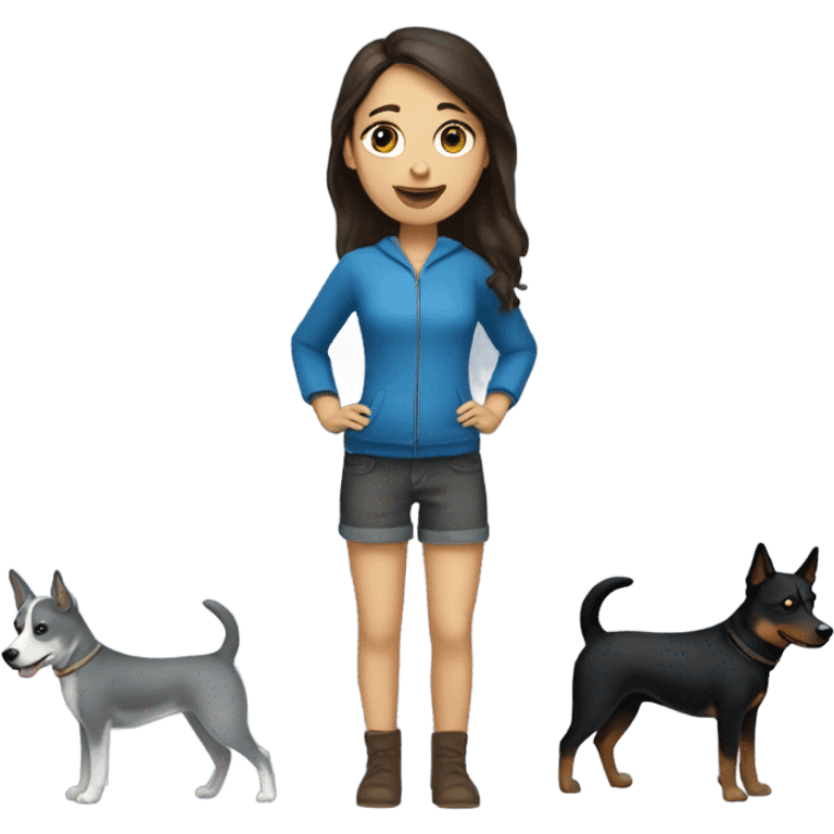 brunette girl with blue heeler emoji