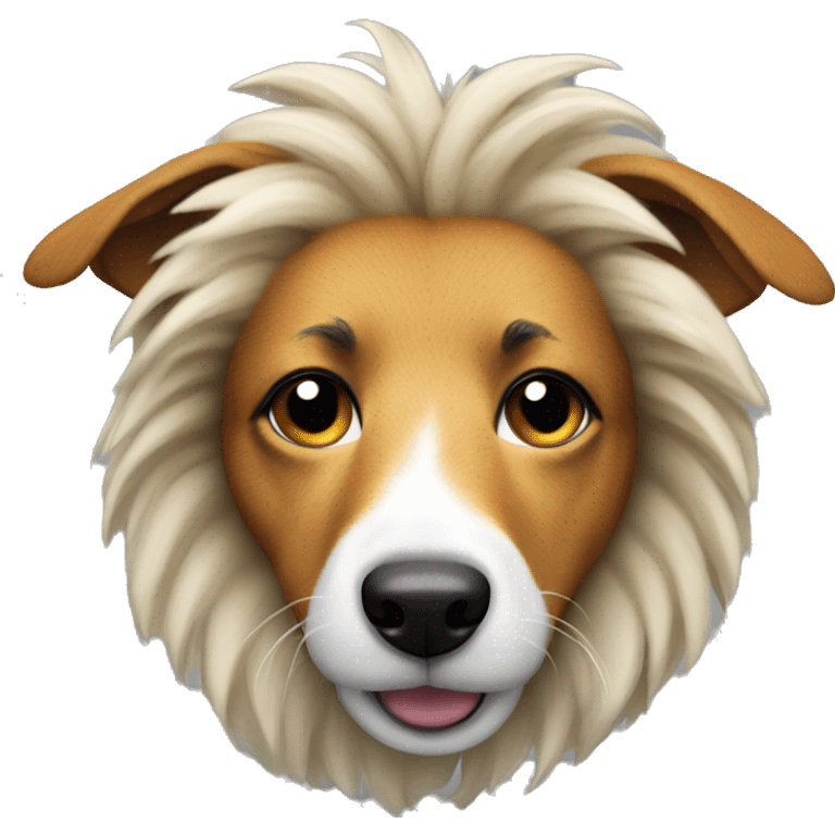 a jack russel wearing a lion's mane emoji