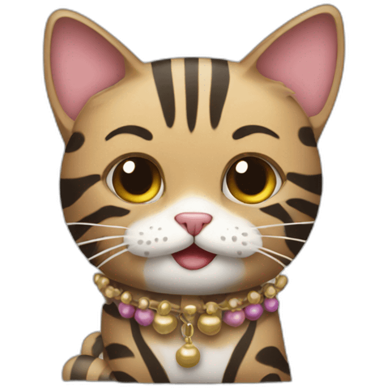 Striped cat with bells emoji