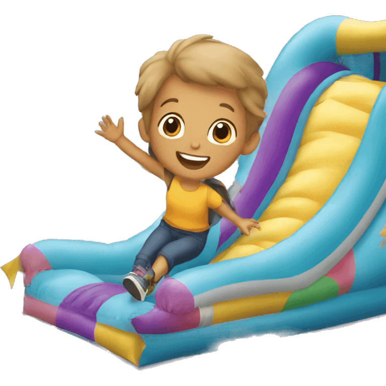 a child sliding on an inflatable slide emoji