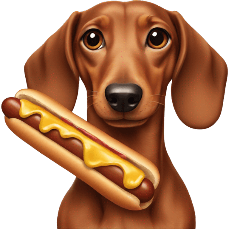 Dachshund eating hotdogs emoji