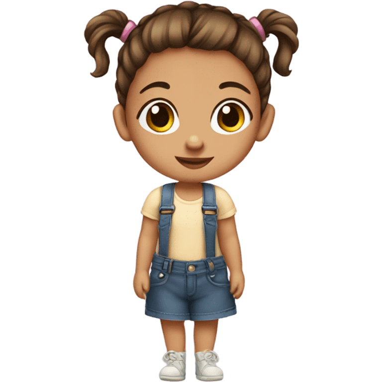 baby girl with brown hair and ponytails emoji