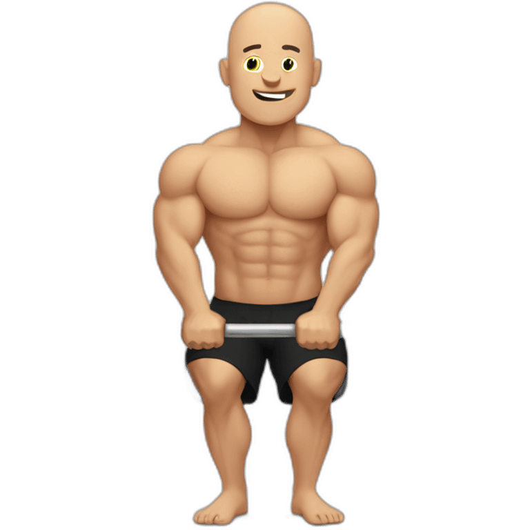 bald man lifting weights dumbells emoji