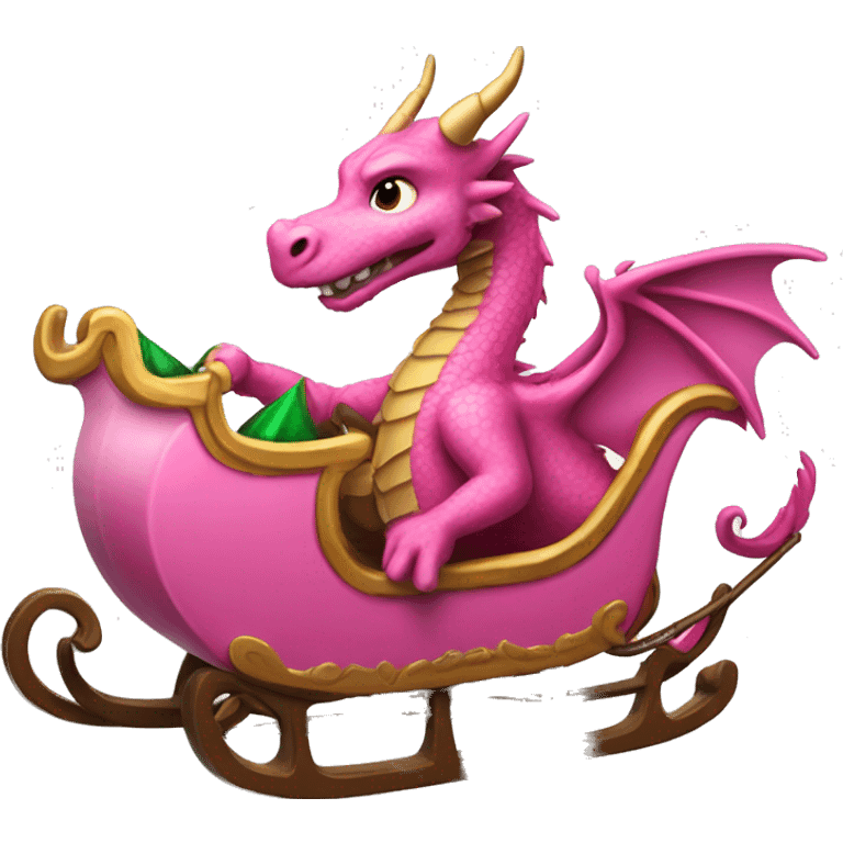 pink dragon driving santa's sleigh emoji