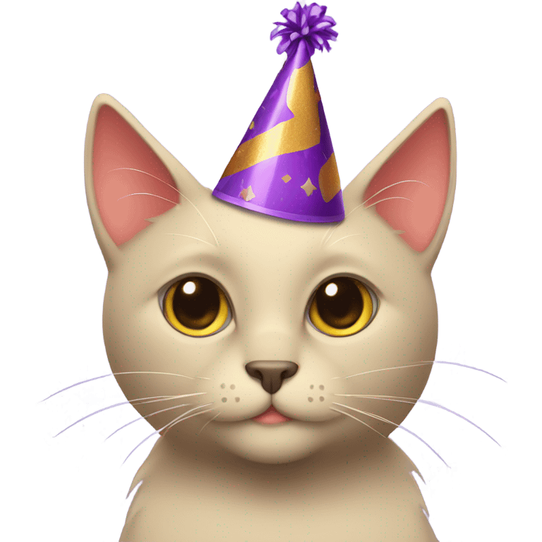 black cat with a birthday hat emoji