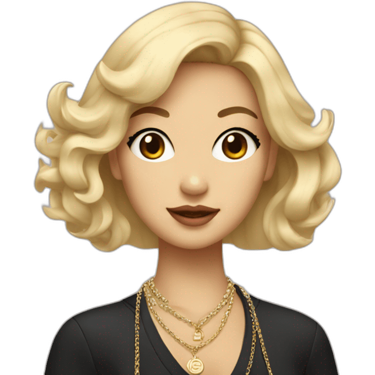 Blonde Asian girl with Chanel bag and necklace emoji