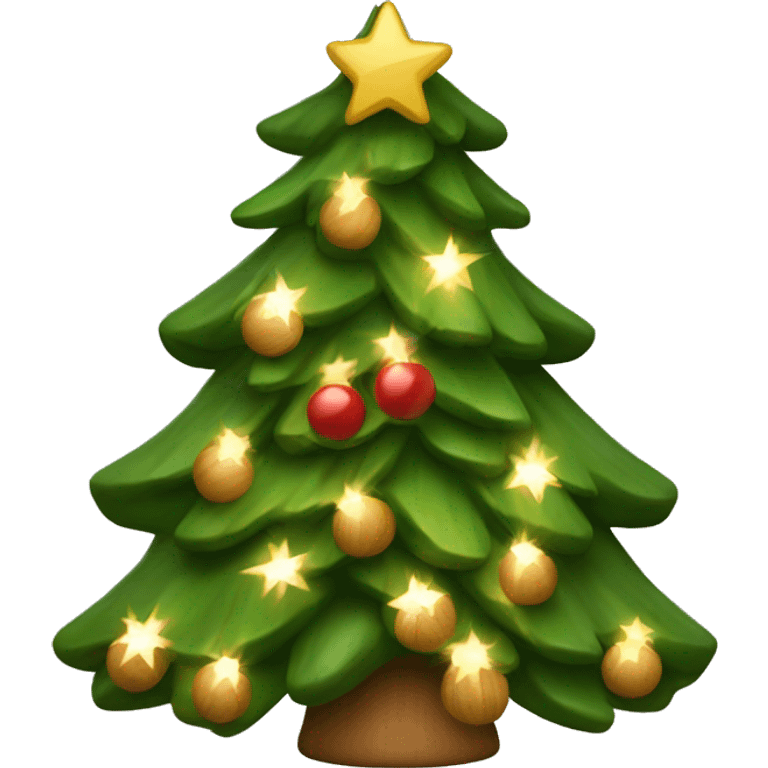 Christmas tree with light wood decorations emoji