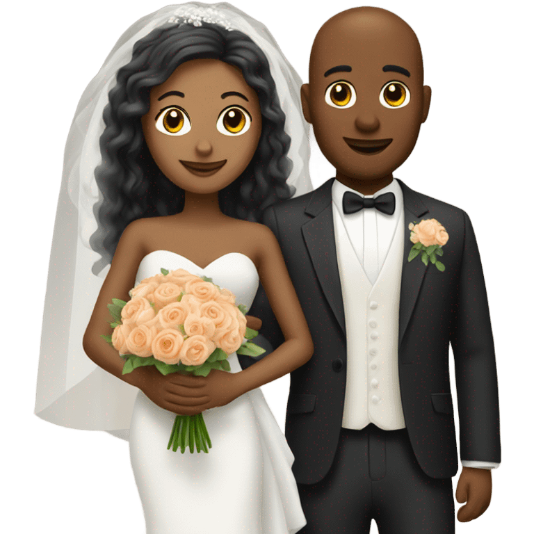 wedding couple with bouquet emoji