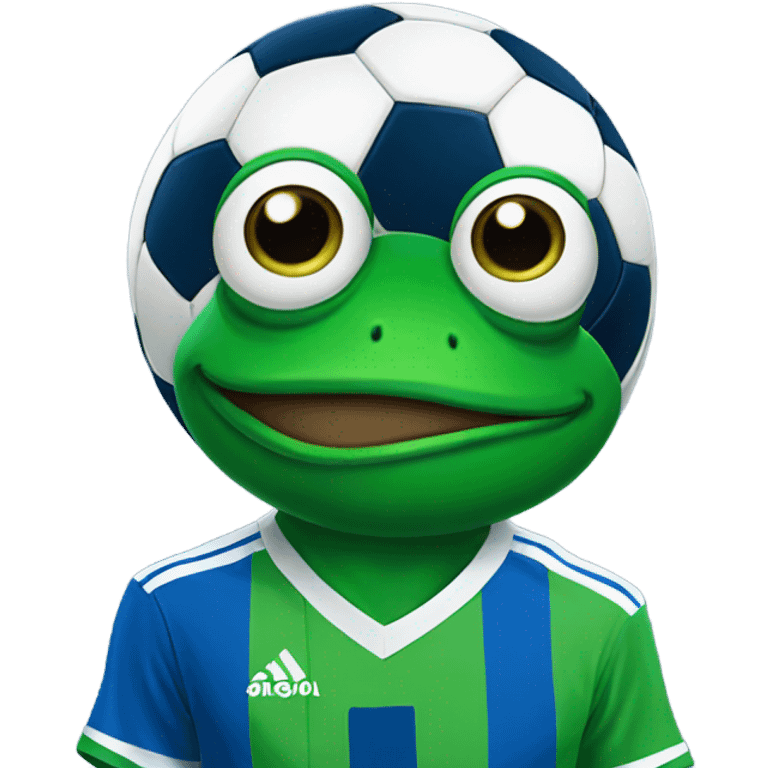 blue pepe frog in soccer jersey emoji