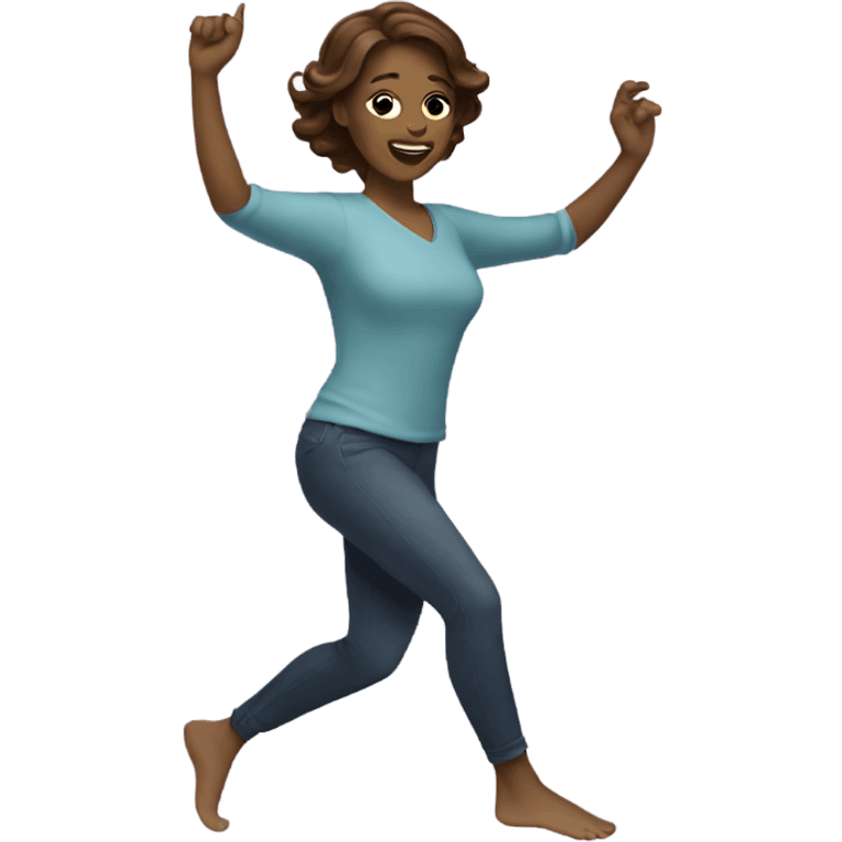 Dancing woman with brown hair emoji