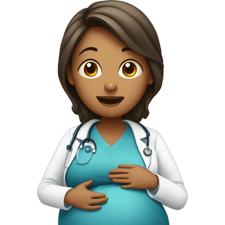 pregnant woman talking to a doctor emoji