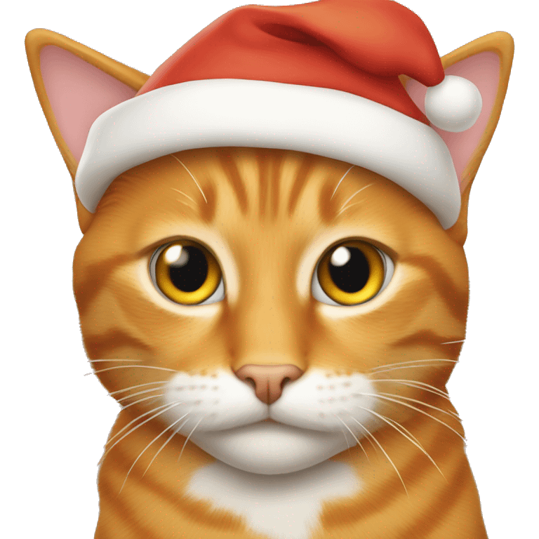 Orange tabby cat with a santa hat emoji