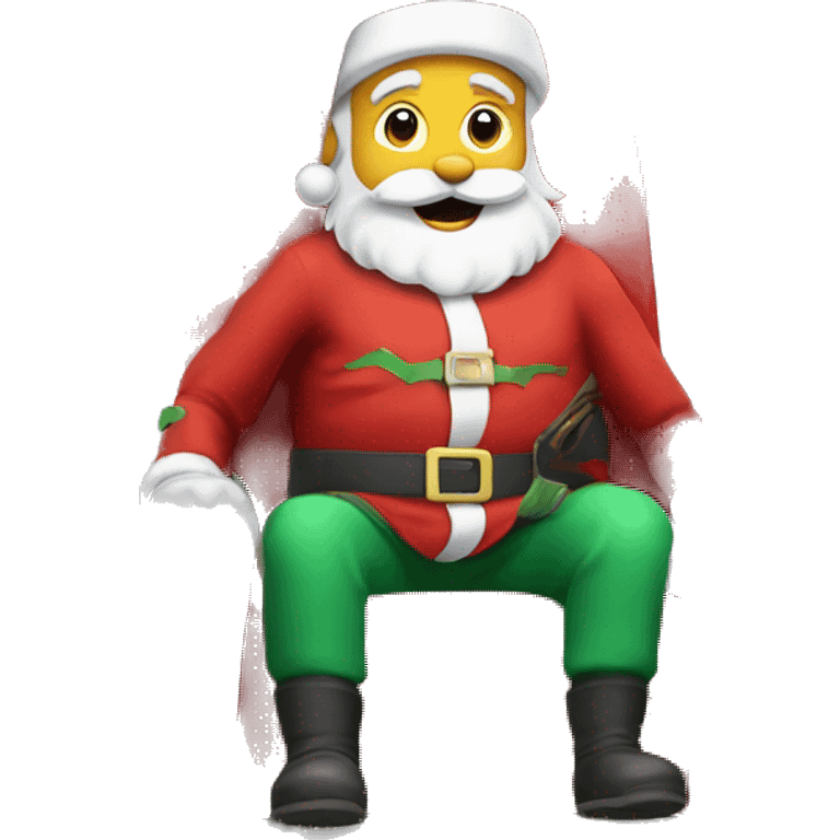 santa claus seat on the rocket emoji