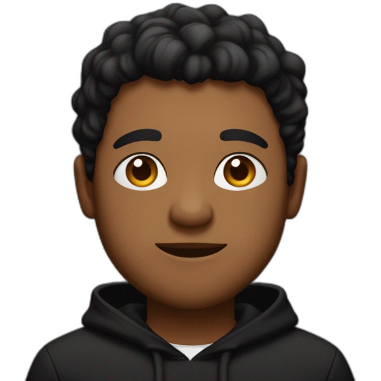 A brown skin guy in black hoodie, little fatty emoji