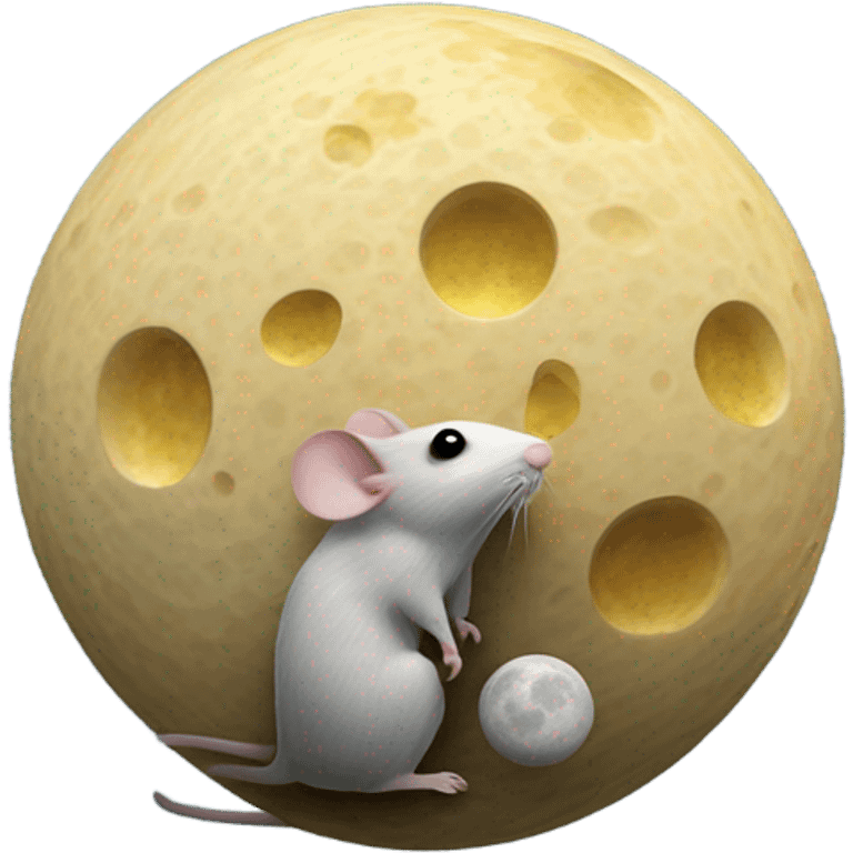 Mouse looking up at moon that’s shaped like cheese  emoji