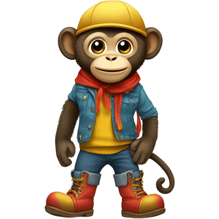 Monkey wearing boots emoji