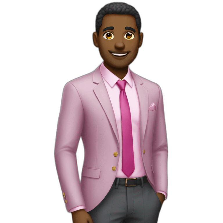 afroamerican salesman with pink shirt and formal suit emoji