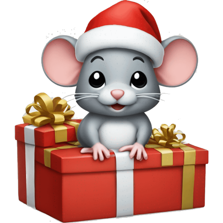 mouse with santa hat and Christmas Gifts  emoji