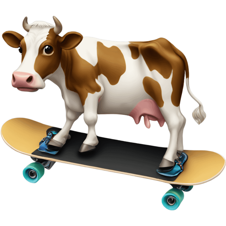 Cow skate boarding emoji