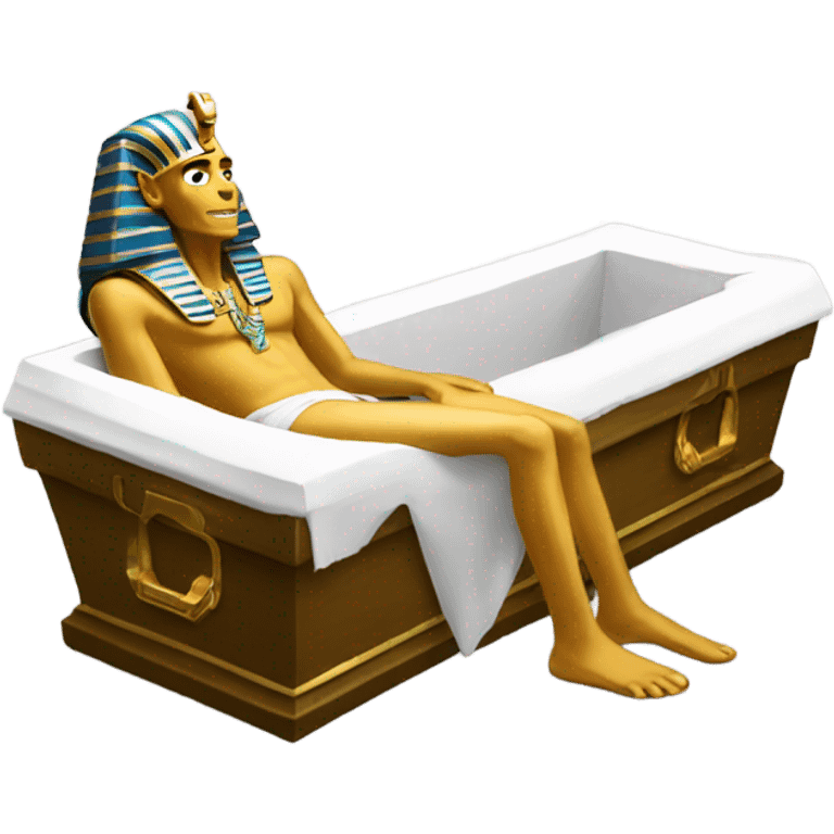 gold Pharaoh  in coffin, full body  emoji