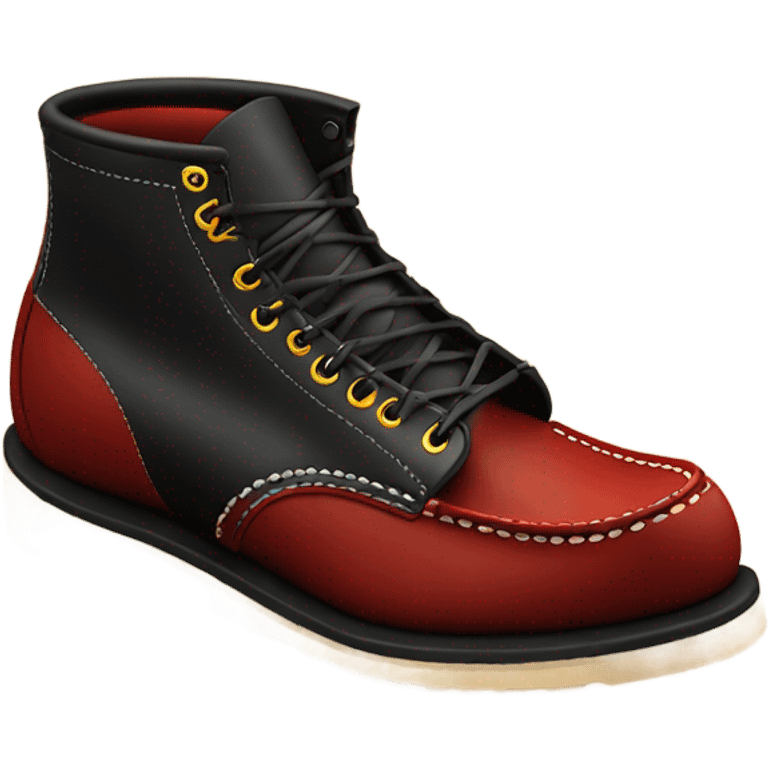 Red wing moc toe boot in black  emoji