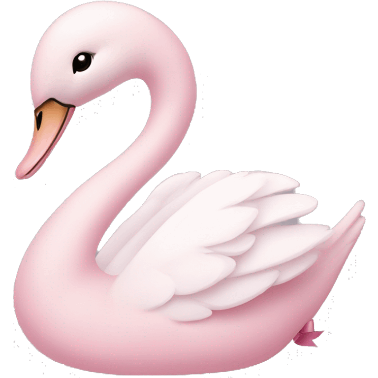 Pastel pink swan with light pink bow emoji