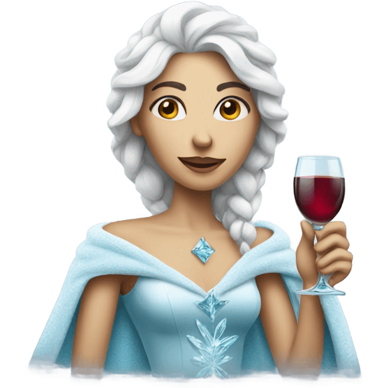 Ice queen with a glass of wine emoji