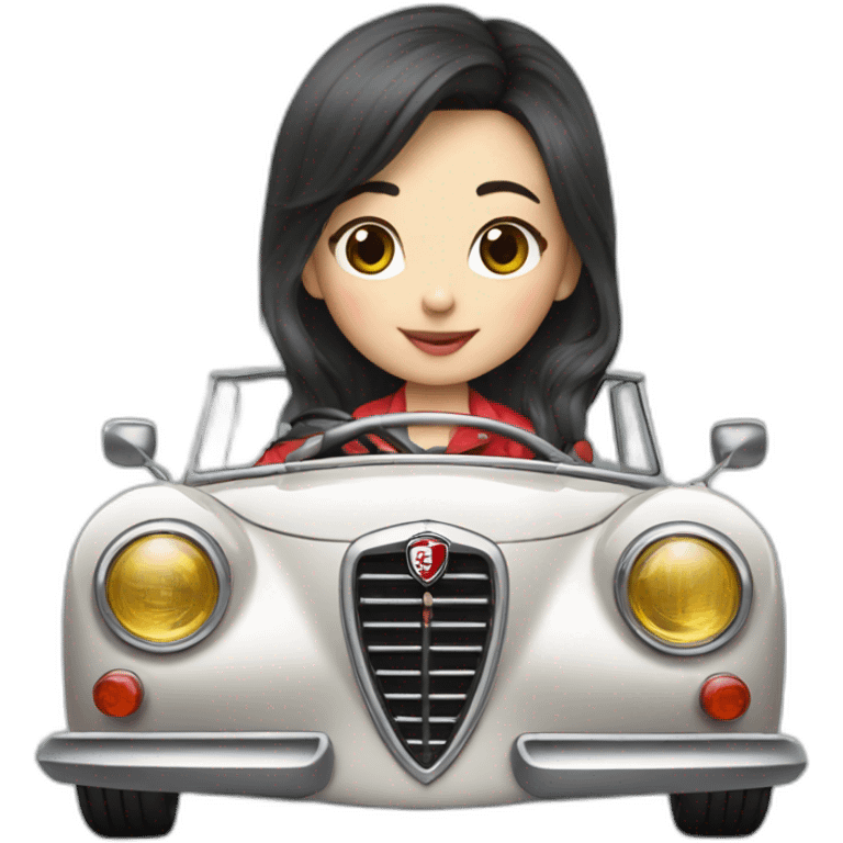 chinese girl drving alfa romeo emoji