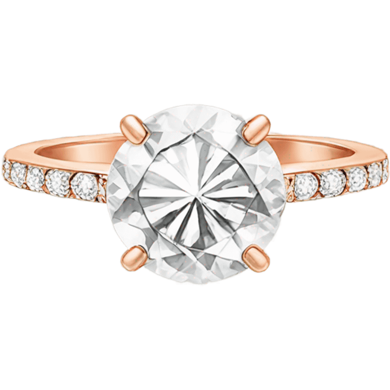 rose gold engagement ring with big sparkly round shaped diamond  emoji