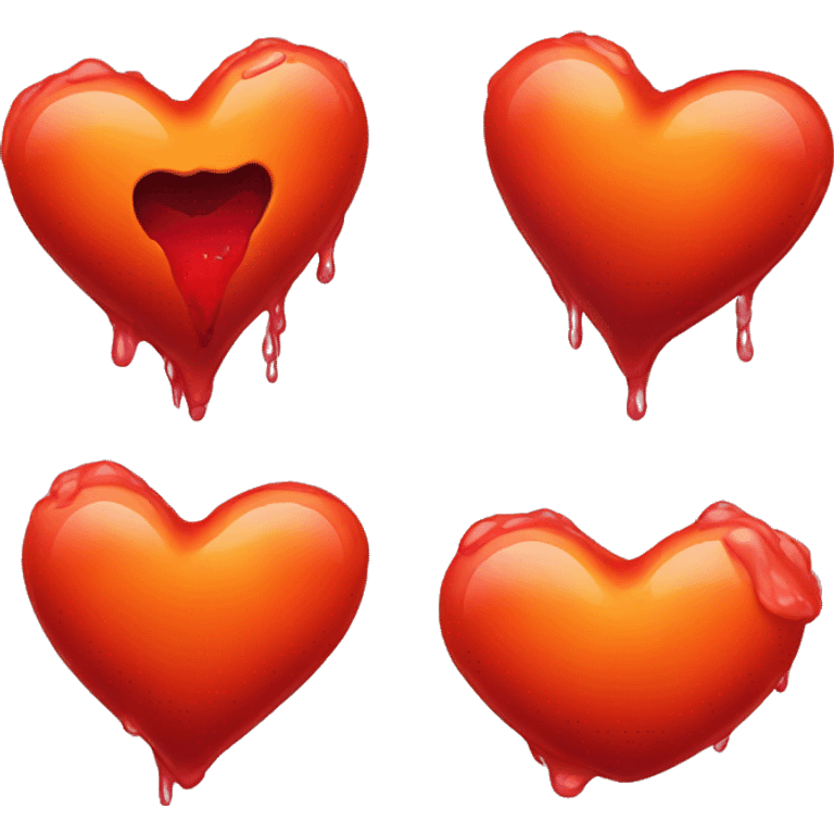 bleeding red heart shape glowing red-orange emoji