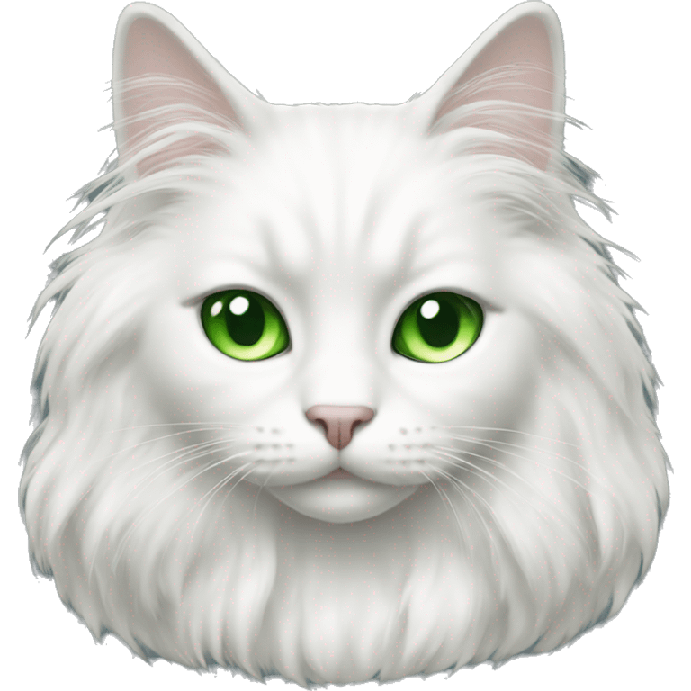 long haired white cat with green eyes emoji