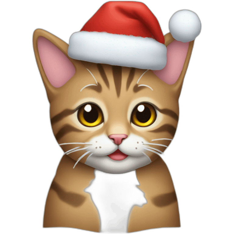 cat happy con gorrito de navidad emoji