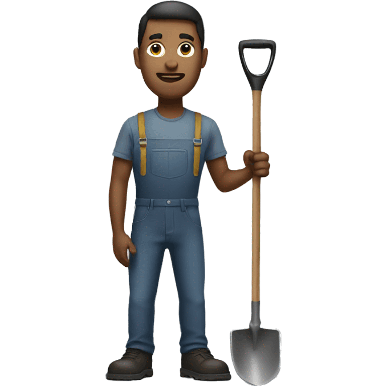 Man standing up holding a shovel  emoji