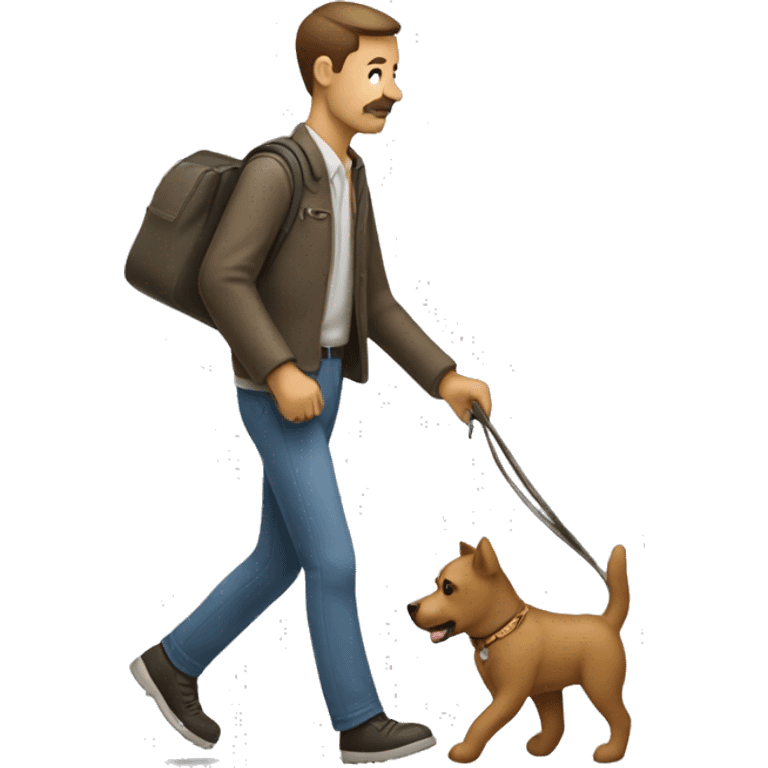 un hombre paseando un perro emoji