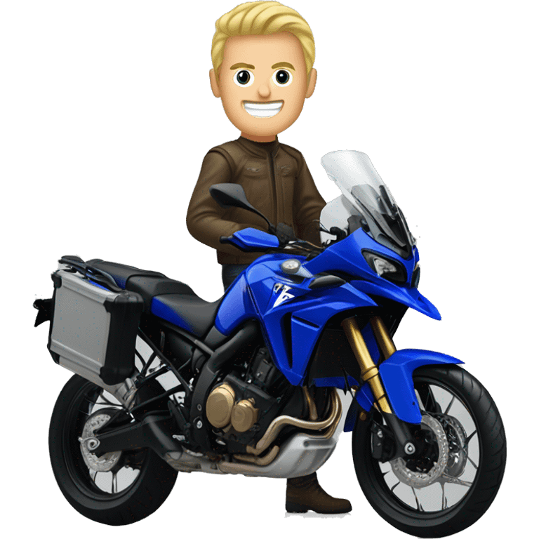 blond guy on a blue yamaha super tenere emoji