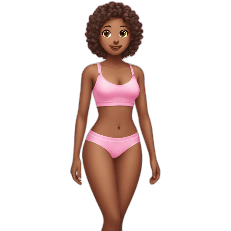 full body person girl only underwear pink panties and pink training bra cute adorable emoji