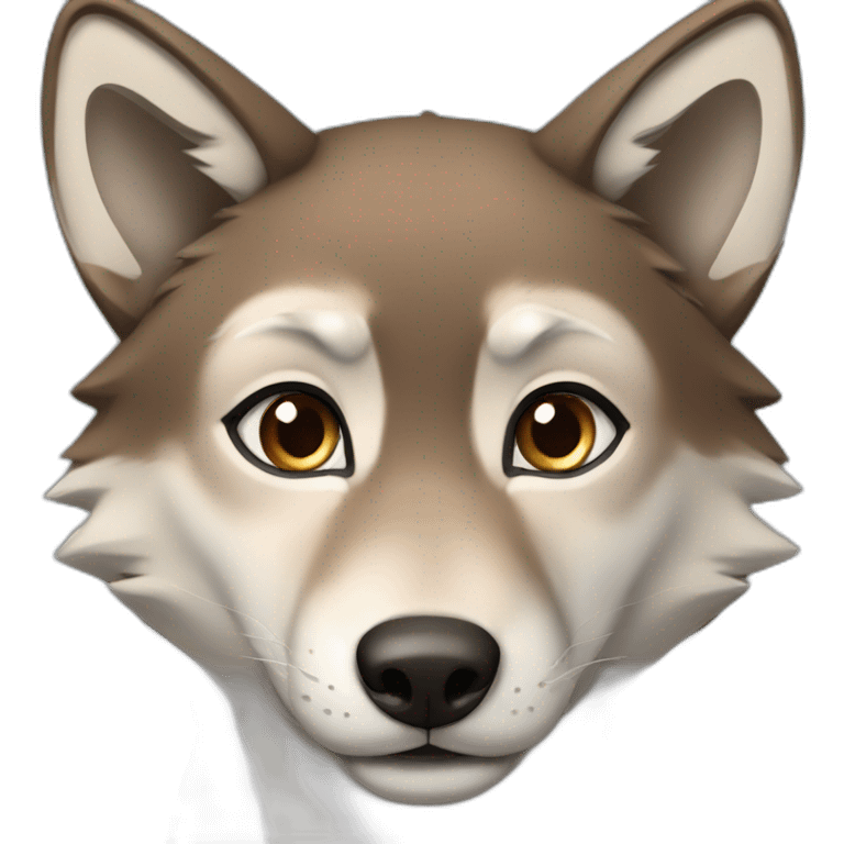 Brown female wolf blue eyes  emoji