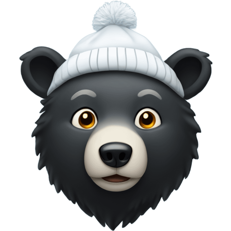 Cold black bear in a snow hat emoji