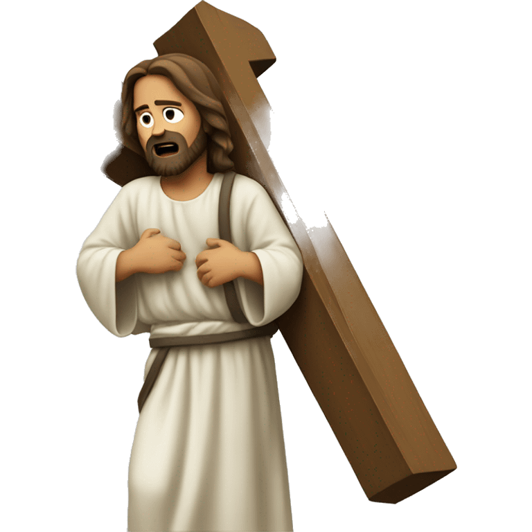 Jesus carrying a cross, struggling  emoji