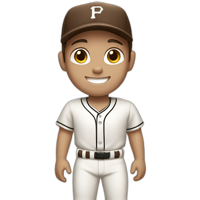 Boy baseball player, white skin, brown hair, smiling. emoji