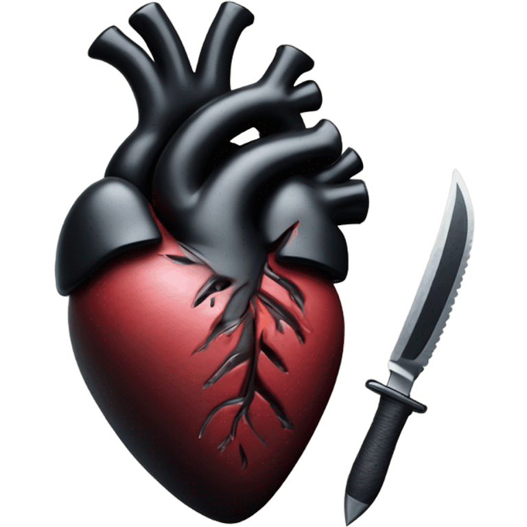 anatomical heart black  with a knife emoji