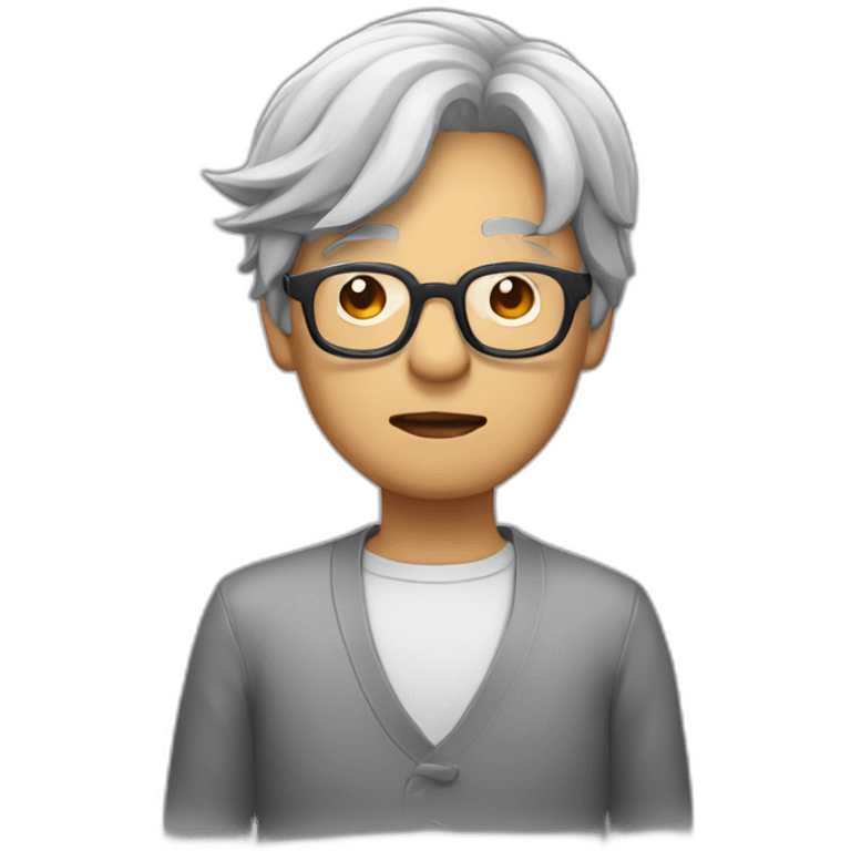 Chinese grey hair wear glasses thumb down emoji