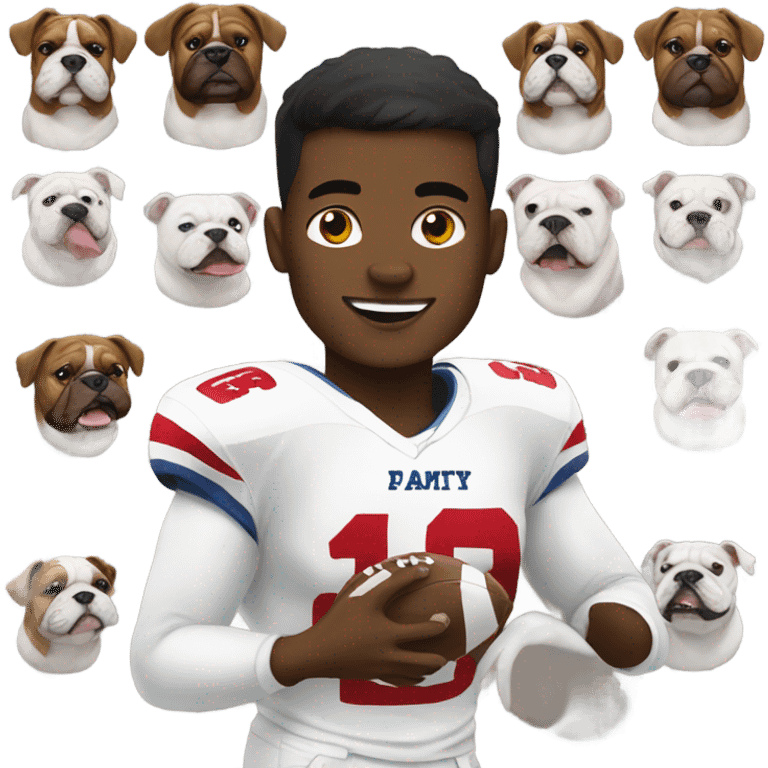 Football player with white bulldog emoji