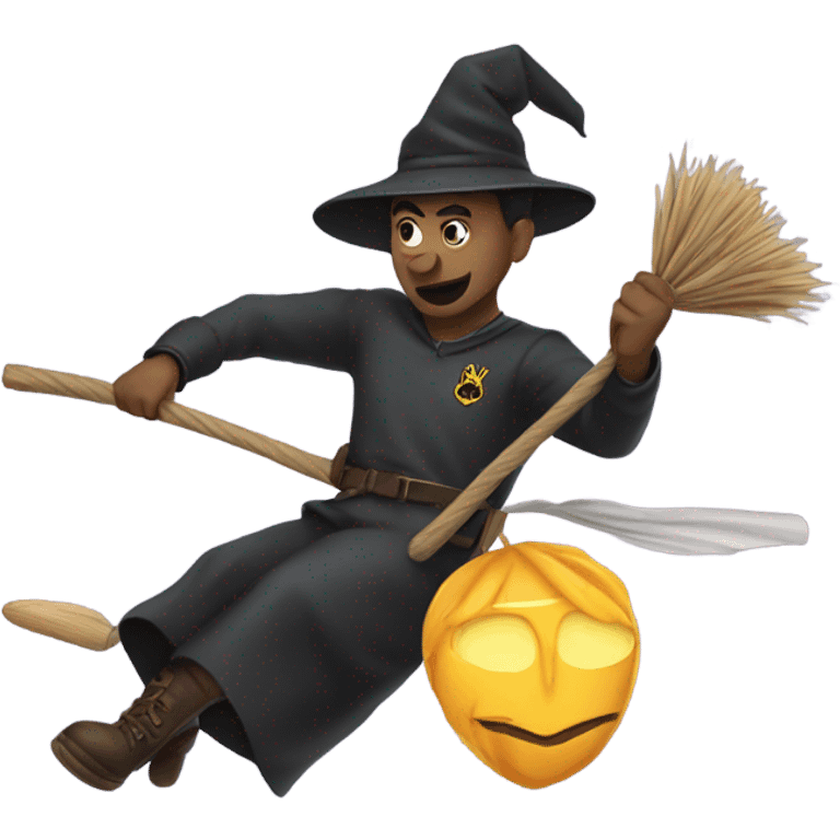 Flying on a broom and catching snitch emoji