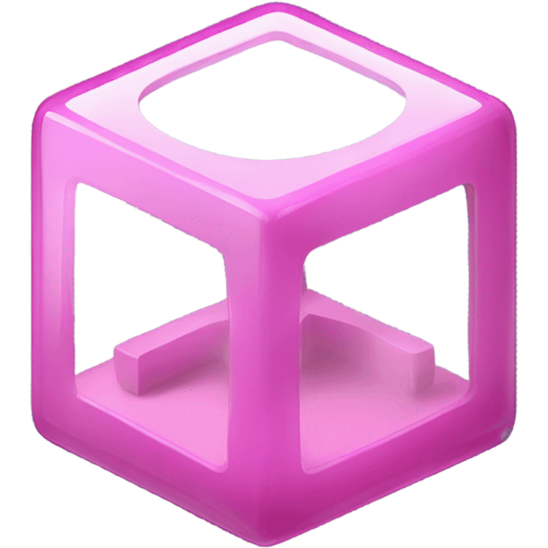 pink cube inside another glass cube isometric view emoji