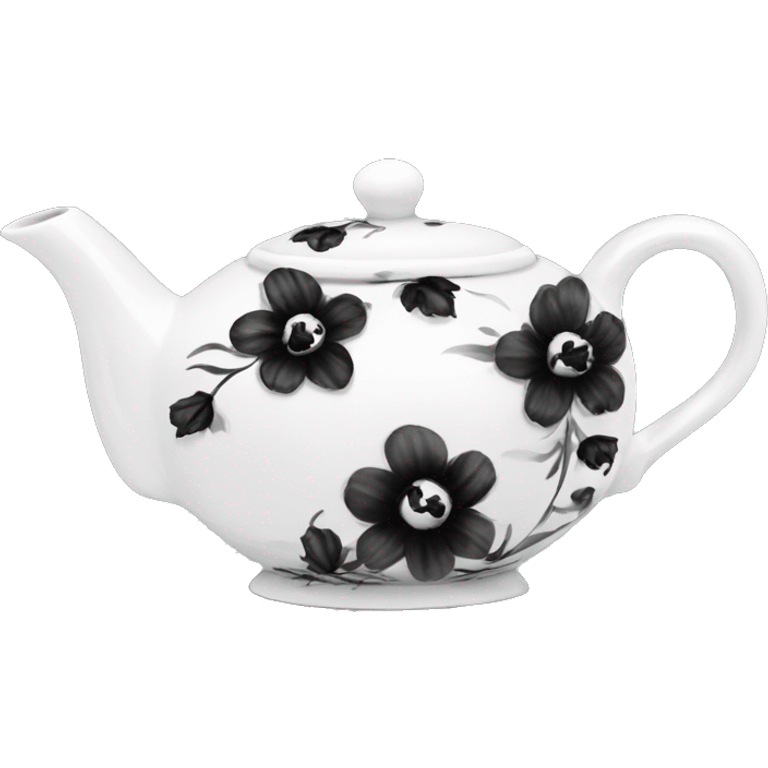 Porcelain tea set with black flowers  emoji