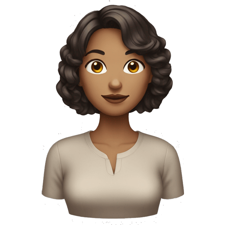 a young woman with darck brown wavy hair with a bob cut  emoji