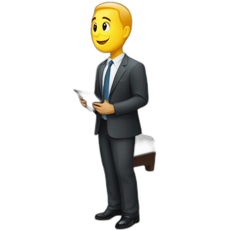 A business man doing his job in a bedroom  emoji